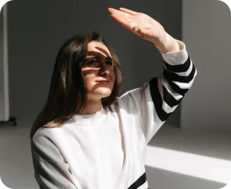 woman behind her hand